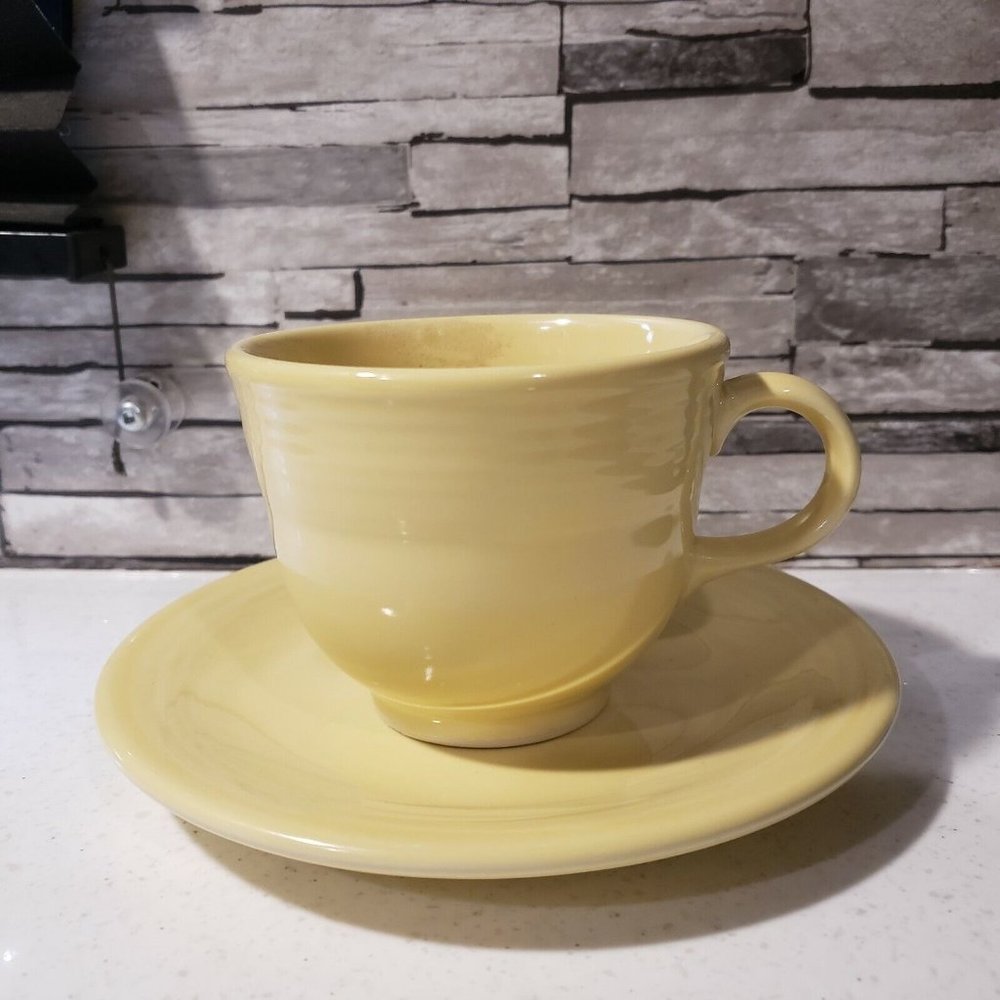 Fiestaware Sunflower Yellow Coffee Tea Cup Mug Saucer Plate Fiesta HLC USA